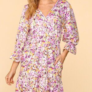 Floral Fit and Flare Dress with Ruffles